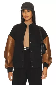 Куртка Line & Dot Varsity, цвет Black & Camel