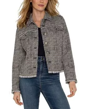 Куртка Liverpool Los Angeles Trucker Jacket With Fray Seaming Boucle Knit, цвет Lapis Boucle