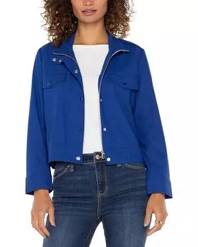Куртка Liverpool Los Angeles Utility Crop Jacket Textured Stretch Woven, цвет Blue Topaz