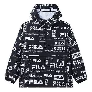 Куртка logo full print hooded loose jacket black Fila, черный
