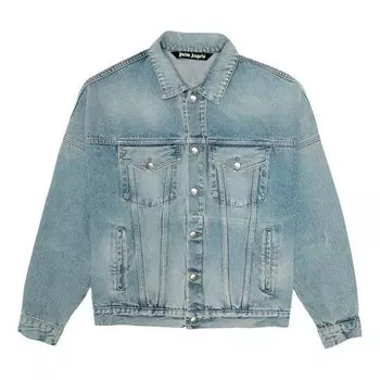 Куртка logo over button-up denim jacket 'light blue' Palm Angels, синий