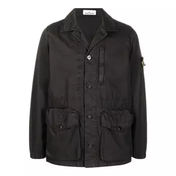 Куртка logo patch button fastening jacket 'black' Stone Island, черный