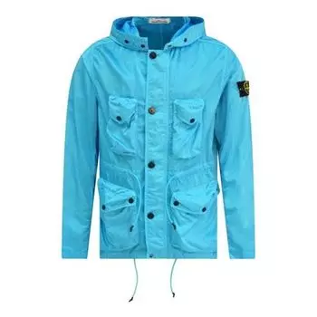 Куртка logo patch drawstring hooded jacket 'blue' Stone Island, синий