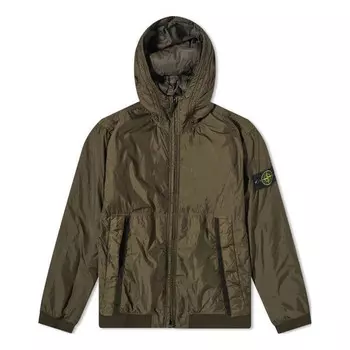 Куртка logo patch hooded track jacket 'olive green' Stone Island, зеленый