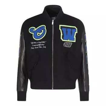 Куртка logo-patch varsity jacket Off-White, белый
