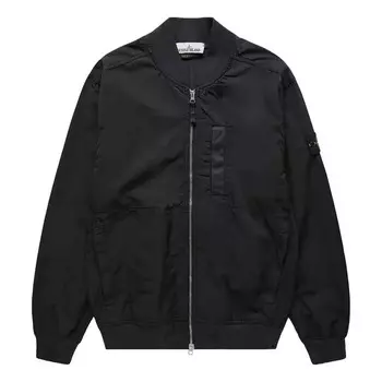 Куртка logo patch zip up bomber jacket 'black' Stone Island, черный