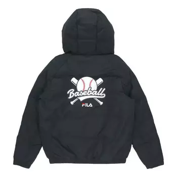 Куртка logo print down jacket 'black white' Fila Fusion, черный