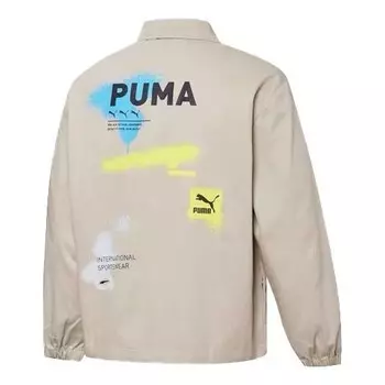 Куртка logo printing loose woven lapel jacket Puma, коричневый