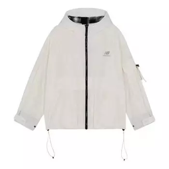 Куртка logo printing woven sports hooded jacket milky white New Balance, белый