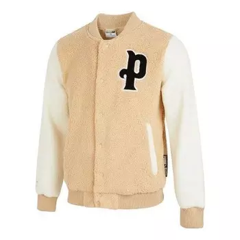 Куртка logo sherpa baseball jacket 'beige' Puma, бежевый