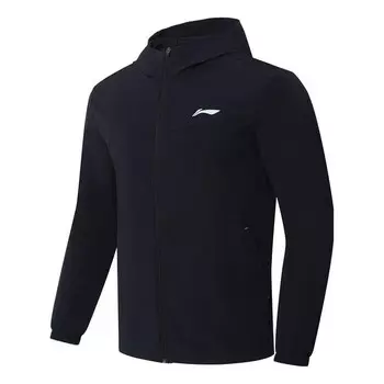 Куртка логотип беговая ветровка Li-Ning, черный