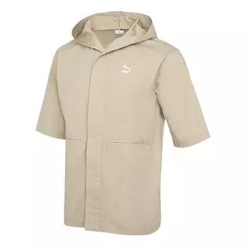 Куртка loose hooded casual sports short sleeved jacket 'beige' Puma, бежевый