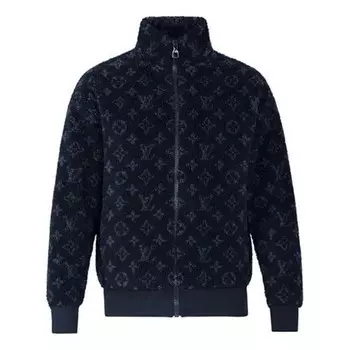 Куртка lv monogram jacquard fleece zip-through jacket blue Louis Vuitton, синий