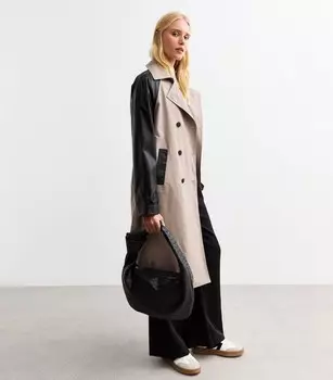 Куртка Mac с рукавами из искусственной кожи New Look, светло-коричневый