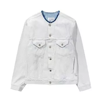 Куртка Maison Margiela Painted Collarless Denim Jacket White, белый