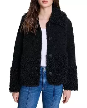 Куртка Maje Gipette из искусственного меха, черный