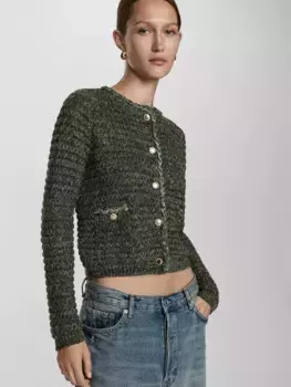 Куртка Mango Coquette Knitted, зеленый