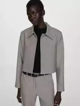 Куртка Mango Madison Pockets Crop, цвет pewter