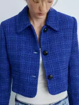 Куртка Mango Monica Tweed, синий