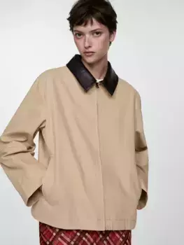 Куртка Mango Sheila Contrast Collar, бежевый