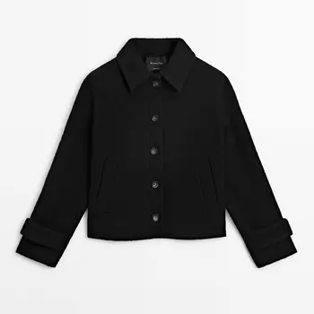Куртка Massimo Dutti 100% Wool With Buttons, черный