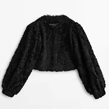 Куртка Massimo Dutti Boucle Textured, черный
