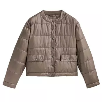 Куртка Massimo Dutti Cropped Puffer With Buttons, кротово-коричневый