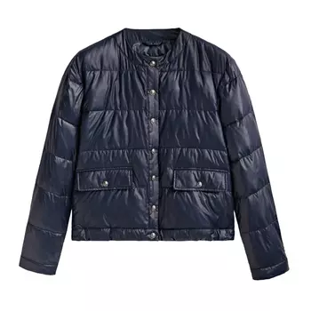 Куртка Massimo Dutti Cropped Puffer With Buttons, темно-синий