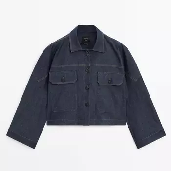 Куртка Massimo Dutti Denim Oversize Co-ord, темно-синий