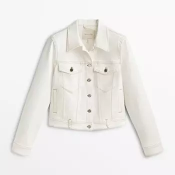 Куртка Massimo Dutti Denim With Topstitching, кремовый