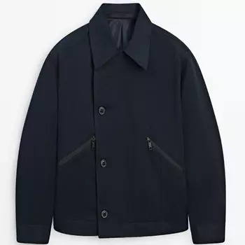 Куртка Massimo Dutti Double-breasted With Zip Pockets, темно-синий