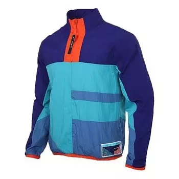 Куртка men's as nk flight half zipper stand collar colorblock blue jacket Nike, синий