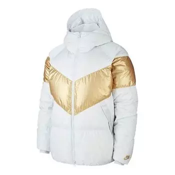 Куртка men's casual sports hooded with down feather white jacket Nike, белый