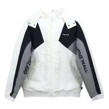 Куртка men's contrast color stitching hooded athleisure casual sports jacket white Vans, белый