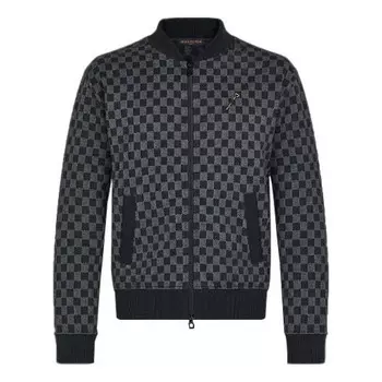 Куртка men's fw21 zipper aviator plaid long sleeves jacket gray Louis Vuitton, серый