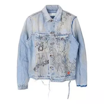 Куртка men's graffiti denim blue jacket Off-White, синий