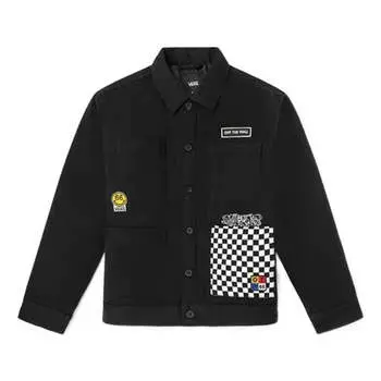 Куртка men's grid alphabet printing jacket black Vans, черный