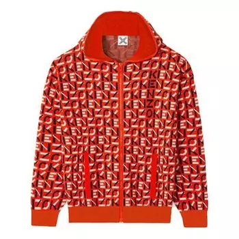 Куртка Men's KENZO SS21 Alphabet Full Print Zipper Hooded Jacket Red, красный