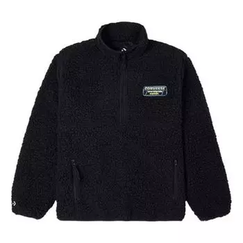 Куртка men's logo half zipper lamb's wool stand collar jacket black Converse, черный