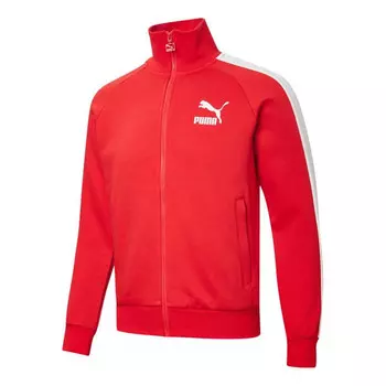 Куртка men's logo pattern zipper knit jacket red Puma, красный
