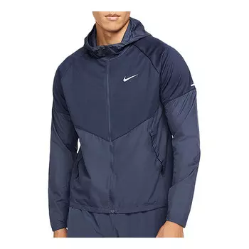 Куртка Men's Nike Nk TF Turf Rpl Miler Jacket Hooded Cardigan Zipper Windproof Navy Blue, синий
