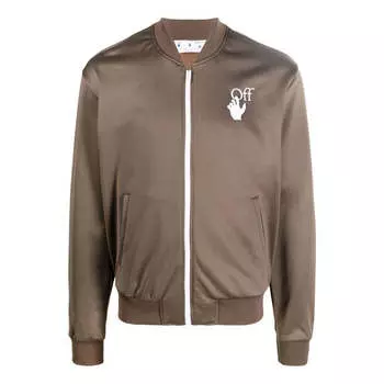 Куртка Men's OFF-WHITE Solid Color Logo Printing Zipper Jacket, белый