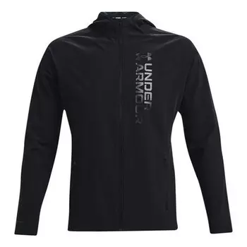 Куртка men's out the storm waterproof light woven running sports hooded jacket black Under Armour, черный