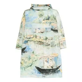 Куртка men's painting pattern mid-length nylon pullover hooded loose fit green windbreaker Off-White, мультиколор