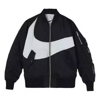 Куртка men's sportswear swoosh therma-fit contrasting colors large logo reversible loose aviator padded jacket black Nike, черный