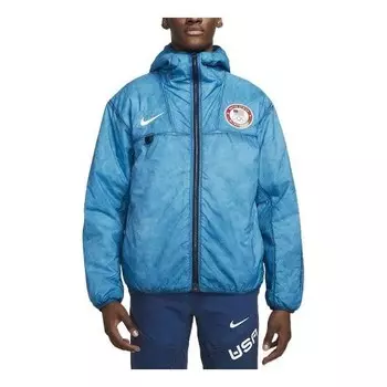 Куртка men's ss22 alphabet printing hooded h with down feather blue jacket Nike, мультиколор