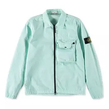 Куртка Men's STONE ISLAND SS21 Solid Color Pocket Logo Casual Jacket Green, зеленый
