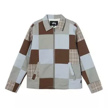 Куртка Men's Stussy Patchwork zip Jacket Zipper Plaid, цвет tan