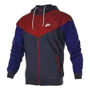 Куртка men's windrunner hooded woven windbreaker sports colorblock jacket red Nike, красный