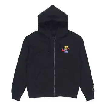 Куртка men's woven label logo sports hooded jacket autumn black Air Jordan, черный